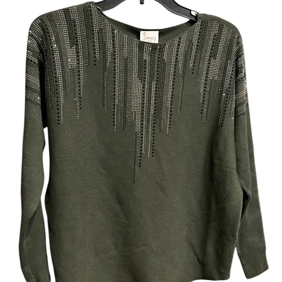 Green Rhinestone Sweater - Picture 9 of 9
